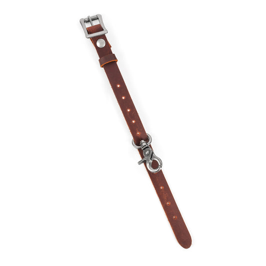 Brown Leather Tie-down Strap with Lobster Clasp