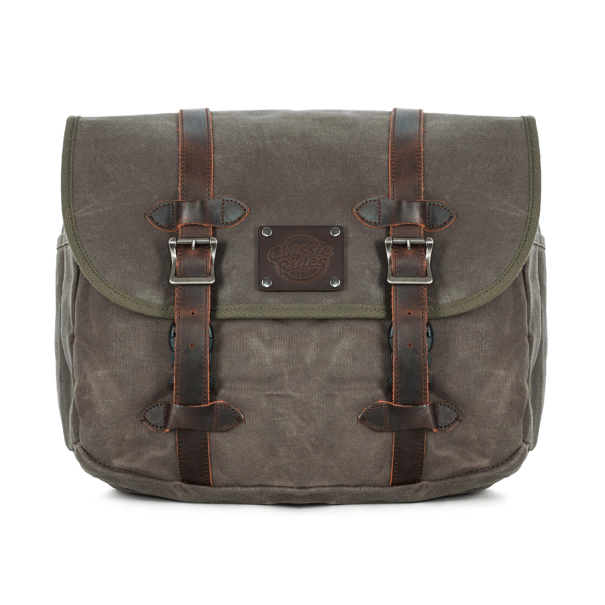 The Digley Waxed Canvas Motorcycle Pannier Bag 14L - Khaki