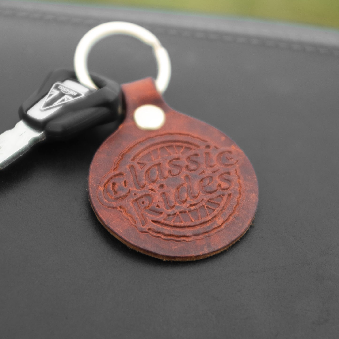 Brown Leather Classic Rides Keyring