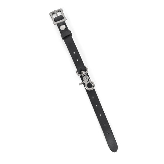 Black Leather Tie-down Strap with Lobster Clasp