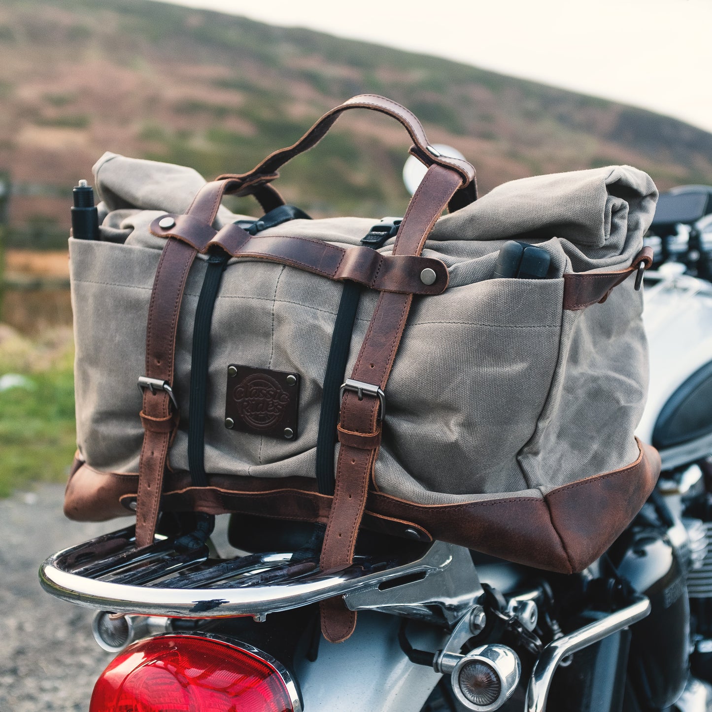 The Langsett Motorcycle Tail Bag - Khaki