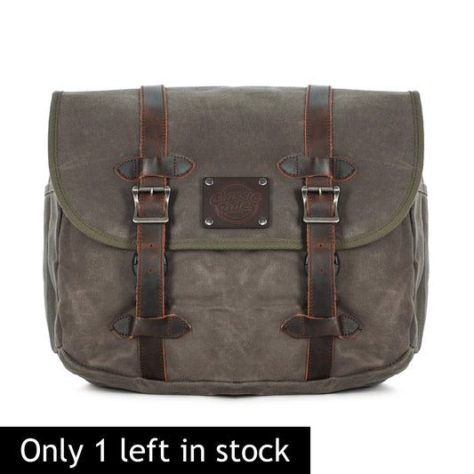 The Digley Waxed Canvas Motorcycle Pannier Bag 14L - Khaki